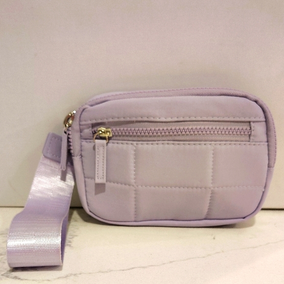 Purple Clutch wristlet with Detachable Canvas Strap Multiple Zip Pockets New - Picture 1 of 9
